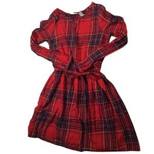 👣 5/$25 - Red Long Sleeve Plaid Dress w/ Belt Tie